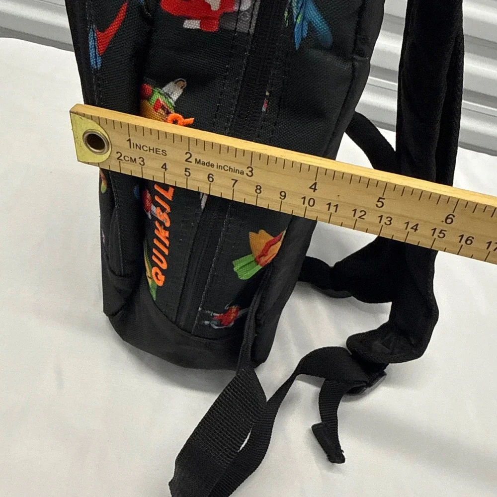 Quiksilver Black Robot Surfer Skateboard Print Mini Backpack Canvas 12 inch